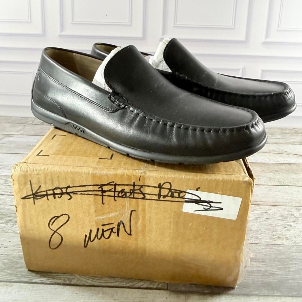 Black leather loafers with a sleek design